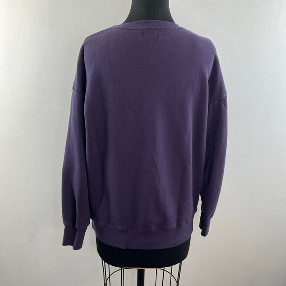 SUNDRY Purple Sweatshirt Cotton #CRUSH# Ribbed Crew Neck Fleece Classic Size 2 M - Picture 6 of 9